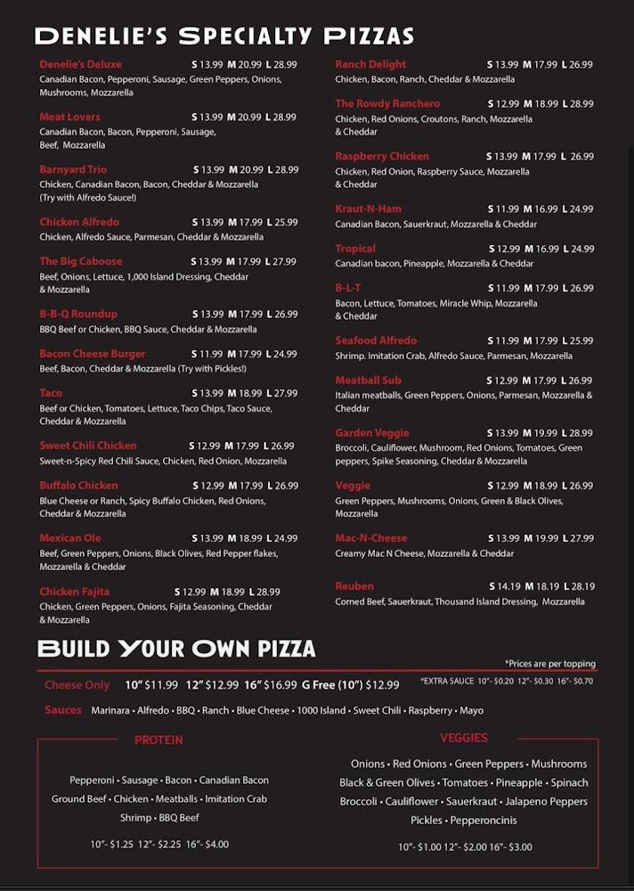 Denelies Pizza Menu image 1